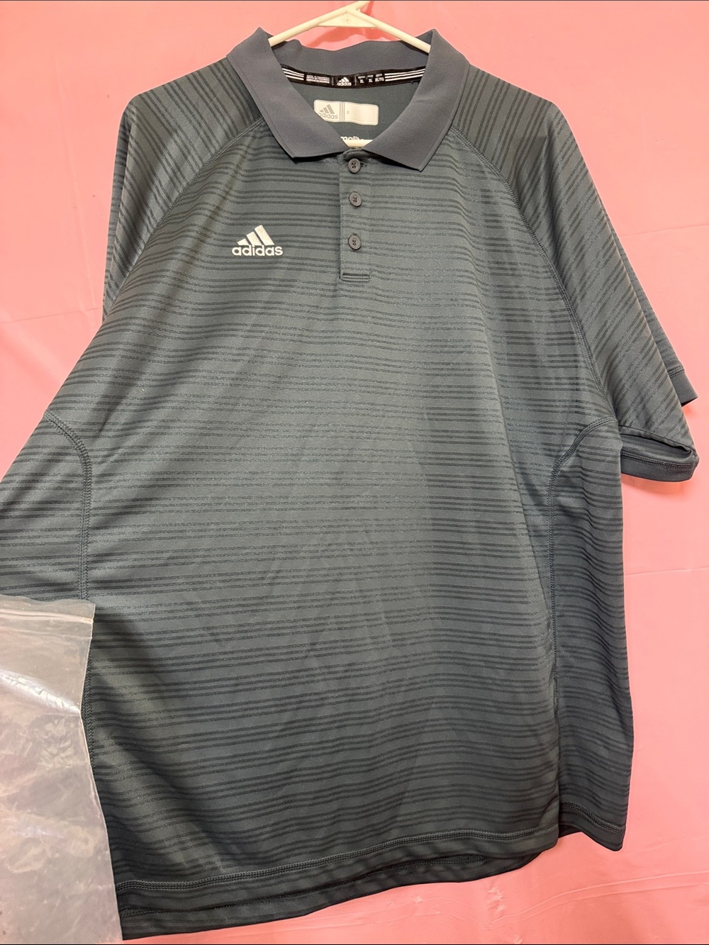 adidas Men’s Dark Gray Striped Polo Shirt